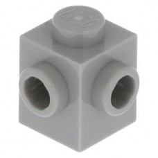 LEGO kocka 1x1 két egymás melletti oldalán egy-egy bütyökkel, világosszürke (26604)